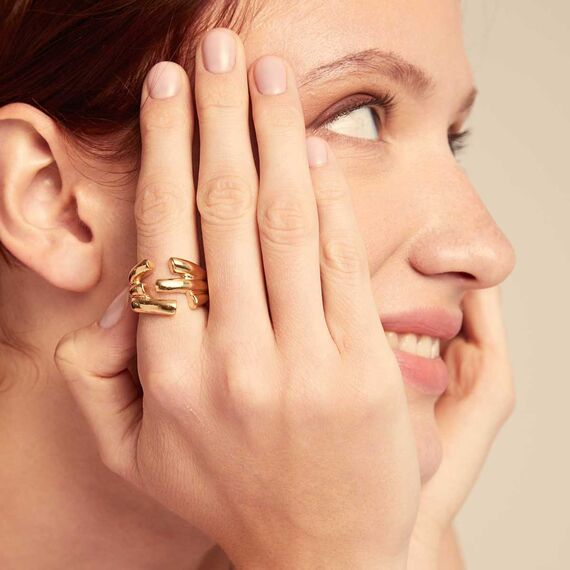 Золотое кольцо женское широкое UNOde50 Electrik, Размер (мм): 16,3-16,7, изображение 4