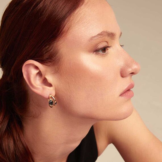 Золотые серьги женские с кристаллами Сваровски UNOde50 Sunshine, изображение 4