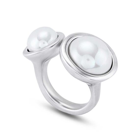 Серебряное кольцо женское с жемчугом UNOde50 Artsy artsy, Размер (мм): 18,3-18,7