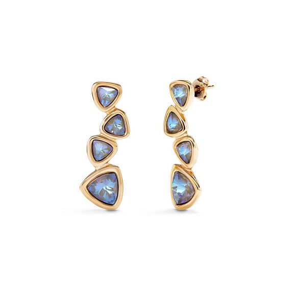Золотые серьги с кристаллами Сваровски UNOde50 Ser Camaleonica