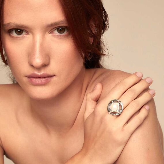 Серебряное кольцо женское с жемчугом UNOde50 Crafted, Размер (мм): 19,1-19,5, изображение 3