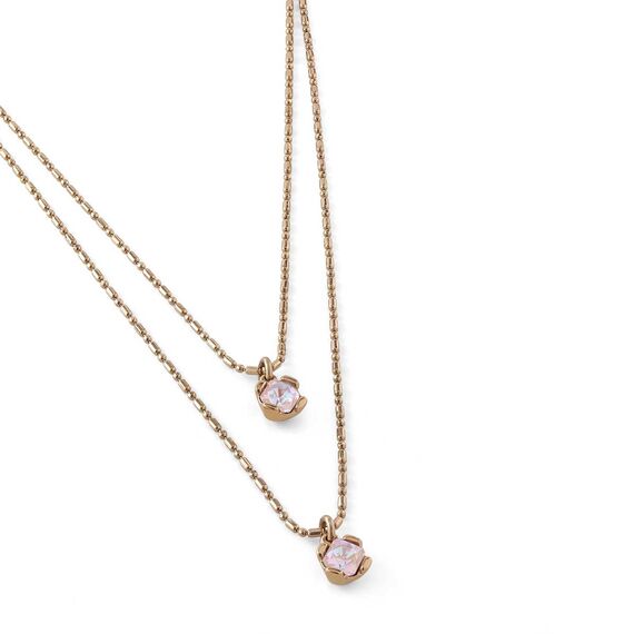Женское ожерелье двойное с золотом и кристаллами Сваровски UNOde50 Aura Pink, изображение 3