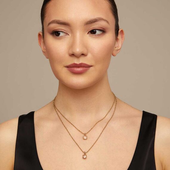 Женское ожерелье двойное с золотом и кристаллами Сваровски UNOde50 Aura Pink, изображение 4