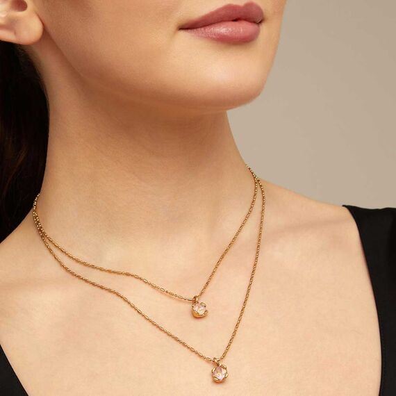 Женское ожерелье двойное с золотом и кристаллами Сваровски UNOde50 Aura Pink, изображение 5