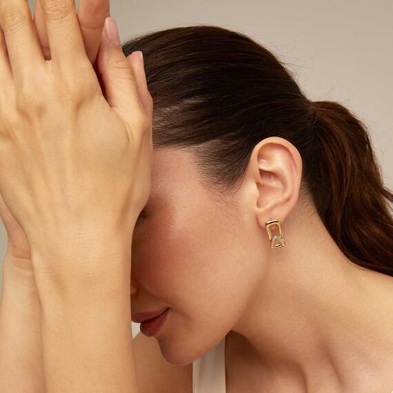 Золотые серьги женские с топазами UNOde50 Stand out Topaz, изображение 3