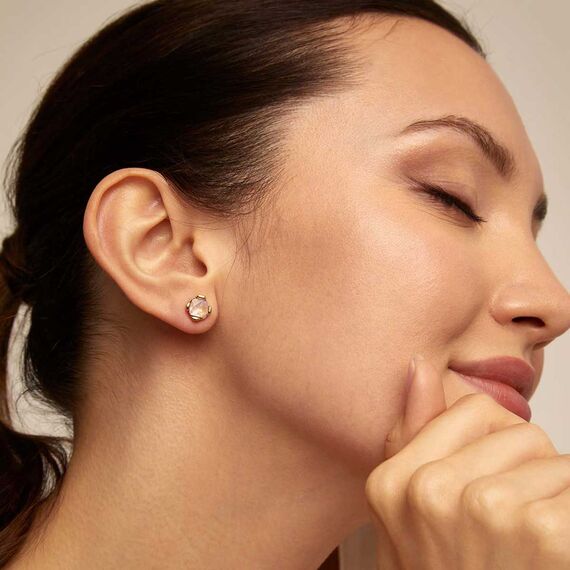 Золотые серьги женские с кристаллами Сваровски UNOde50 Aura Pink, изображение 3