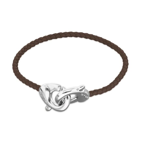 Кожаный браслет карабин с серебром UNOde50 Ser Inseparable