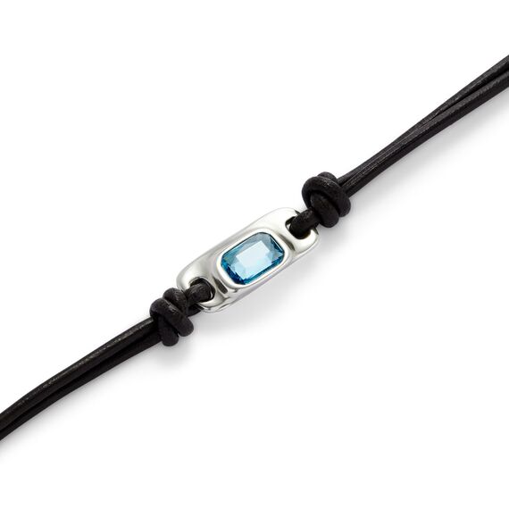 Серебряный браслет кожаный с кристаллом Сваровски UNOde50 Ser Magnetica, изображение 3