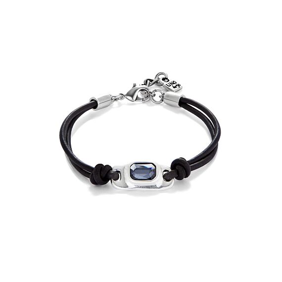 Серебряный браслет кожаный с кристаллом Сваровски UNOde50 Ser Magnetica