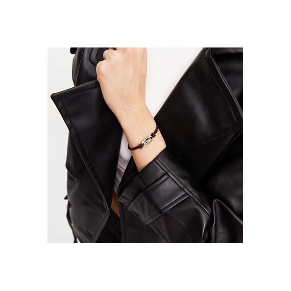 Серебряный браслет кожаный с кристаллом Сваровски UNOde50 Ser Magnetica, изображение 4