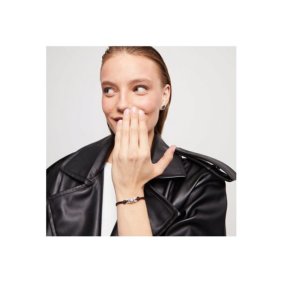 Серебряный браслет кожаный с кристаллом Сваровски UNOde50 Ser Magnetica, изображение 5