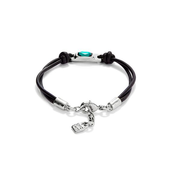 Серебряный браслет кожаный с кристаллом Сваровски UNOde50 Ser Magnetica, изображение 2