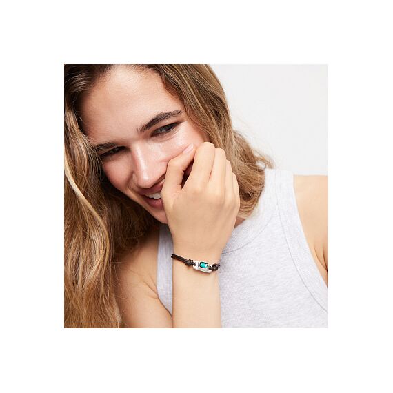 Серебряный браслет кожаный с кристаллом Сваровски UNOde50 Ser Magnetica, изображение 4