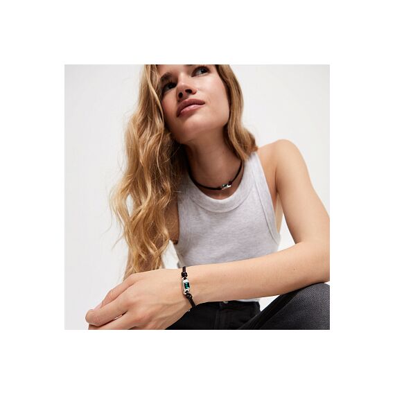 Серебряный браслет кожаный с кристаллом Сваровски UNOde50 Ser Magnetica, изображение 5