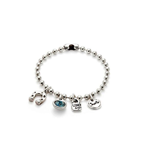 Серебряный браслет женский с подвесками и кристаллом Сваровски UNOde50 Ser Unico