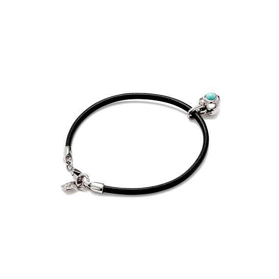 Кожаный браслет женский с серебряной подвеской и бирюзой UNOde50 Ser Unico, изображение 2