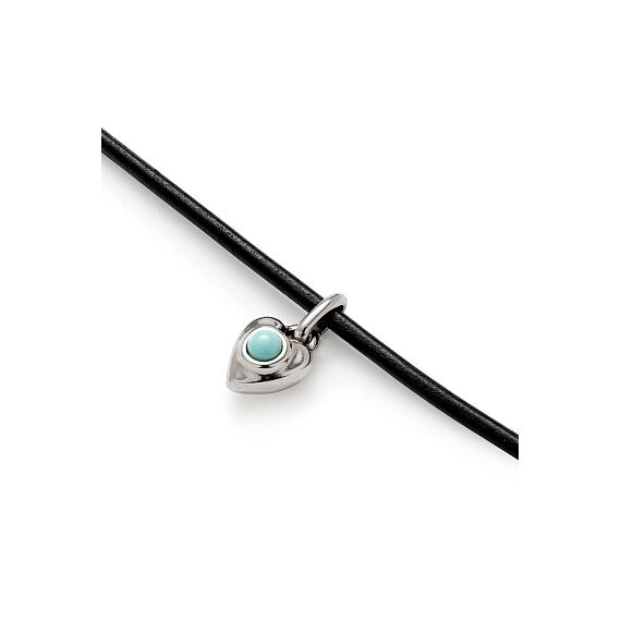 Кожаный браслет женский с серебряной подвеской и бирюзой UNOde50 Ser Unico, изображение 3