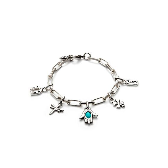 Серебряный браслет женский на руку c подвесками удачи UnoDe50 Ser Unico, Размер (мм): 165