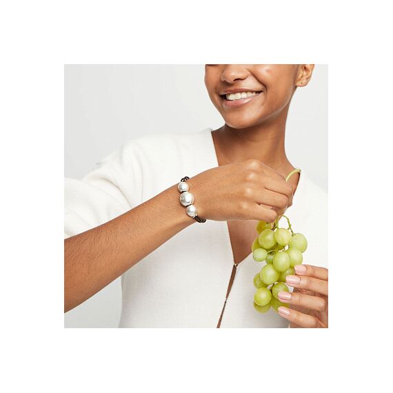 Серебряный браслет из бусин с натуральной кожей UNOde50 Ser Intrepida, Размер (мм): 155, изображение 4