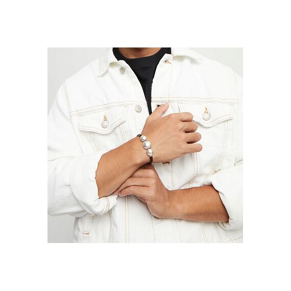 Серебряный браслет из бусин с натуральной кожей UNOde50 Ser Intrepida, Размер (мм): 155, изображение 5