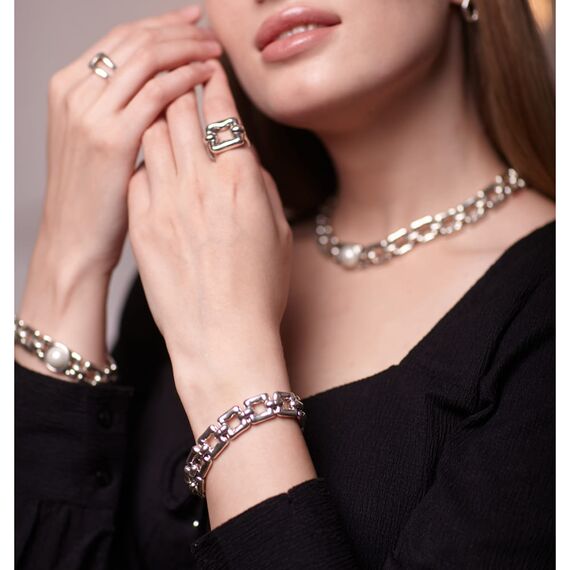 Серебряный браслет женский с квадратными звеньями UNOde50 Femme Fatale, Размер (мм): 165, изображение 4