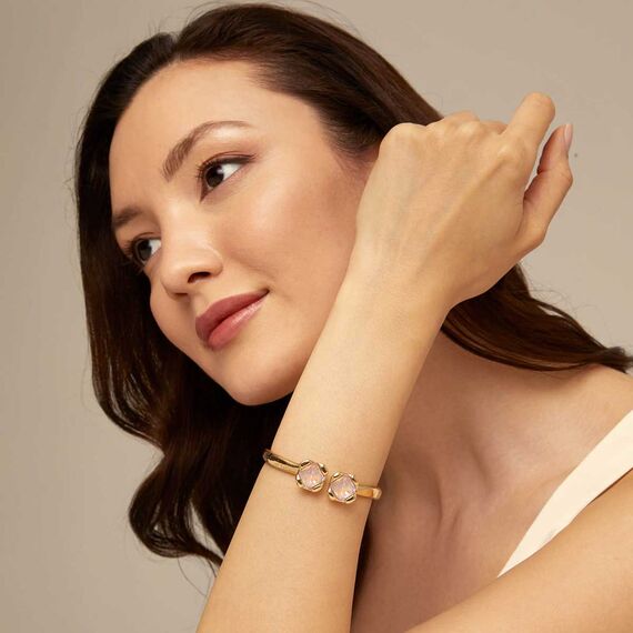 Золотой браслет с кристаллами Сваровски Aura Pink, Размер (мм): 165, изображение 4