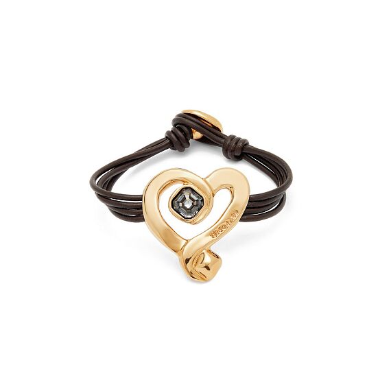 Золотой браслет на коже с кристаллом Сваровски UNOde50 Ser Expresiva, Размер (мм): 155