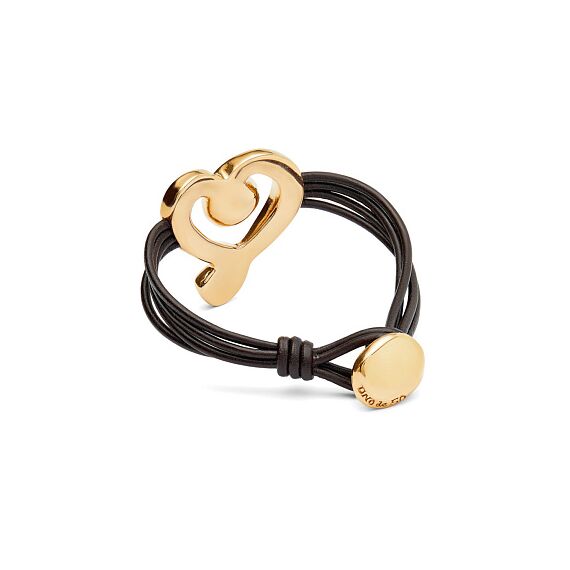 Золотой браслет на коже с кристаллом Сваровски UNOde50 Ser Expresiva, Размер (мм): 155, изображение 2