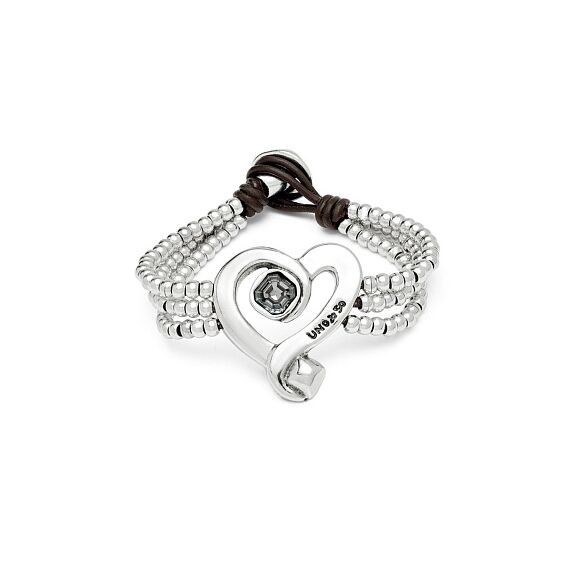 Серебряный браслет на коже с кристаллом Сваровски UNOde50 Ser Expresiva, Размер (мм): 155