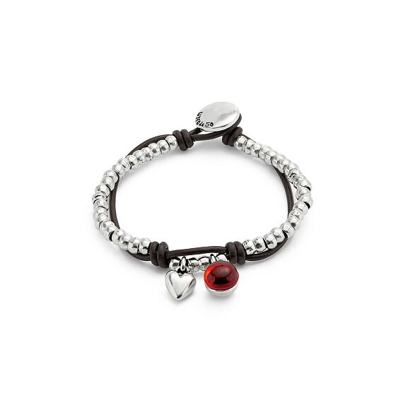 Серебряный браслет на коже с муранским стеклом UnoDe50 Ser Fascinante, Размер (мм): 165