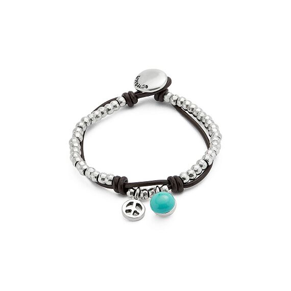 Серебряный браслет на коже с муранским стеклом UNOde50 Ser Fascinante, Размер (мм): 155