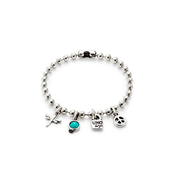 Серебряный браслет женский на руку c подвесками удачи UnoDe50 Ser Unico