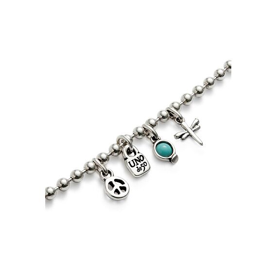 Серебряный браслет женский на руку c подвесками удачи UnoDe50 Ser Unico, изображение 3