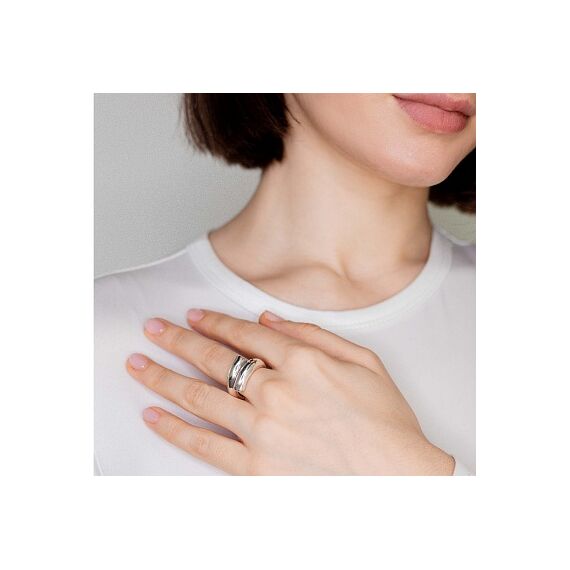 Серебряное кольцо женское в виде двух заполненных трубок UNOde50 Crossed legs, Размер (мм): 15,3-15,7, изображение 3