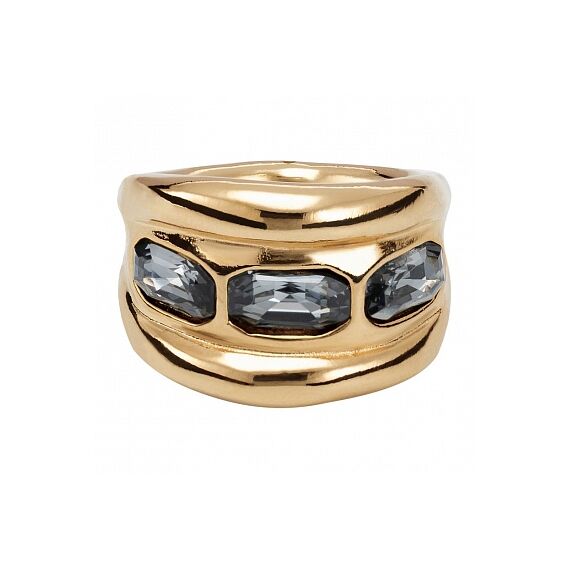 Золотое кольцо с кристаллами Сваровски Голубая луна UNOde50 Bluemoon, Размер (мм): 15,3-15,7