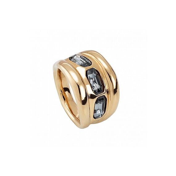 Золотое кольцо с кристаллами Сваровски Голубая луна UNOde50 Bluemoon, Размер (мм): 15,3-15,7, изображение 2