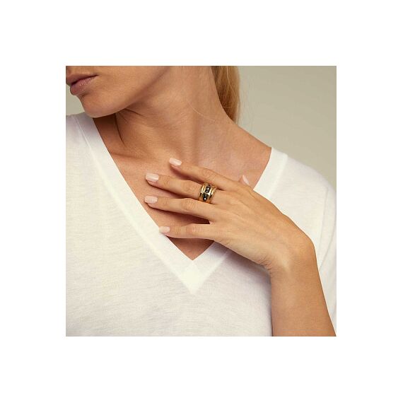 Золотое кольцо с кристаллами Сваровски Голубая луна UNOde50 Bluemoon, Размер (мм): 15,3-15,7, изображение 3