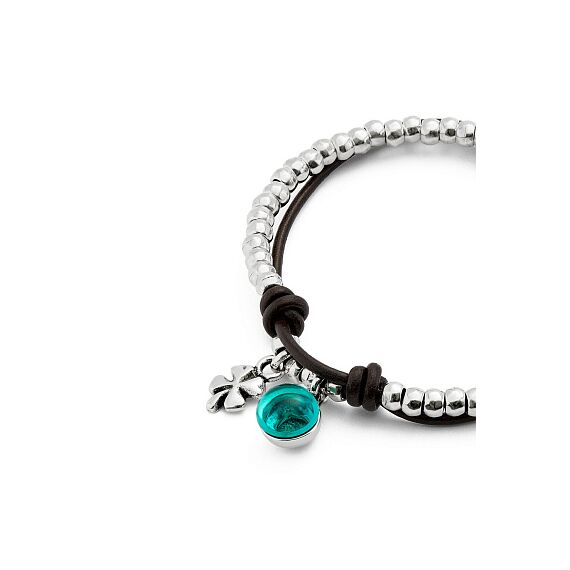 Серебряный браслет на коже с муранским стеклом UNOde50 Ser Fascinante, Размер (мм): 165, изображение 3