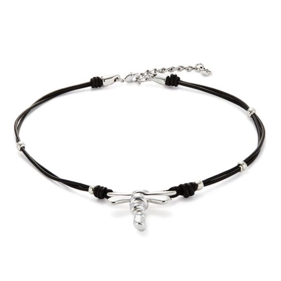 Серебряное ожерелье женское с натуральной кожей Стрекоза UNOde50 Ser Rebelde, изображение 2