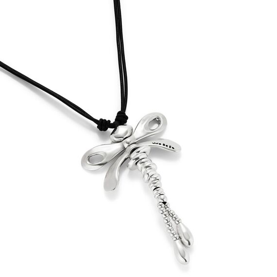 Серебряное ожерелье женское с натуральной кожей Стрекоза Ser Rebelde, изображение 3
