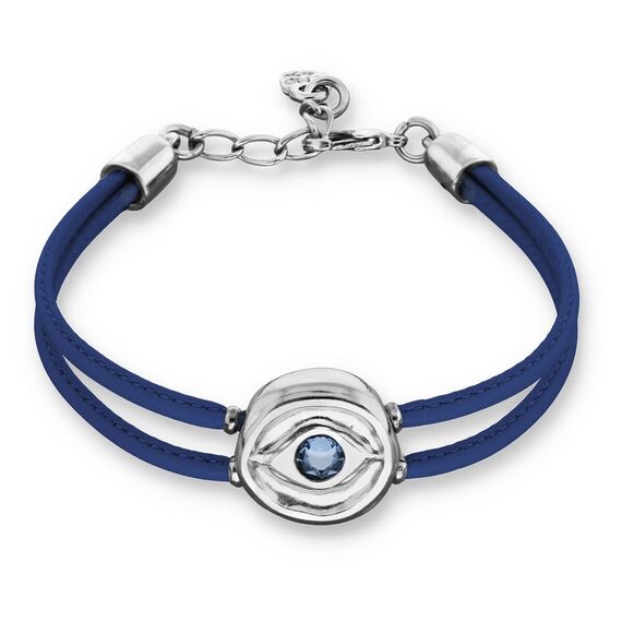 Кожаный браслет женский с серебром и цирконием UNOde50 Ser Intuitiva