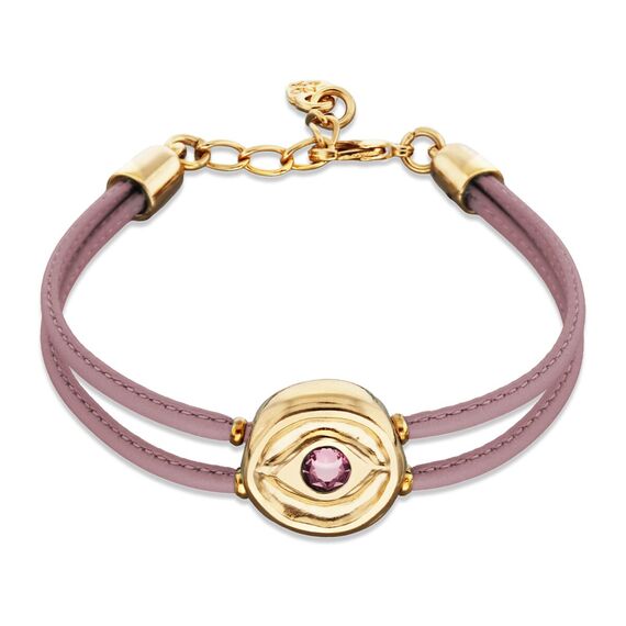 Кожаный браслет женский с золотом и цирконием UNOde50 Ser Intuitiva