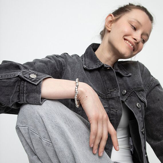 Серебряный браслет на руку из бусин  UNOde50 Ser imparable, Размер (мм): 155, изображение 4