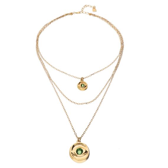 Золотое двойное ожерелье женское с цирконием Глаз UNOde50 Ser Intuitiva, изображение 2