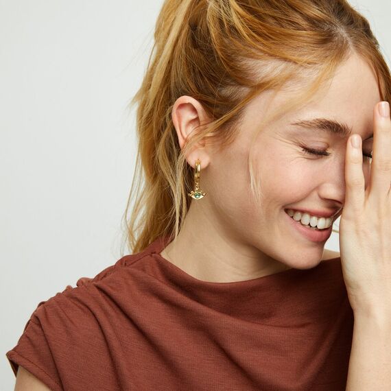 Золотые серьги женские с цирконием Глаз UNOde50 Ser Intuitiva, изображение 3