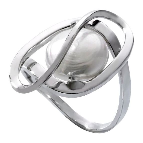 Серебряное кольцо женское с белым жемчугом Majorica Embrace, Размер (мм): 16,85