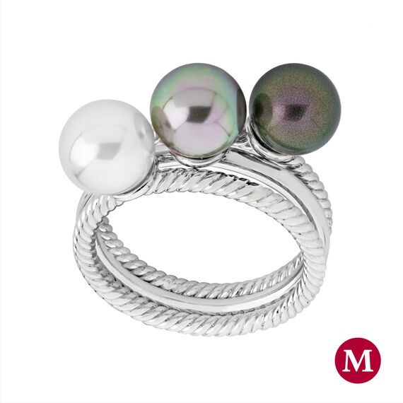 Серебряное кольцо женское с круглым жемчугом Majorica Estela, Размер (мм): 16,85