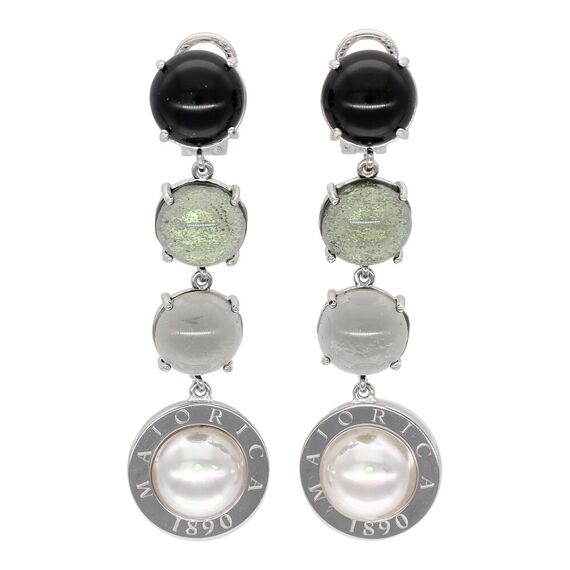 Серебряные серьги с органическим жемчугом и камнями Majorica Murano
