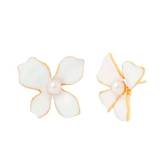 Золотые серьги женские с жемчугом Majorica Flowers