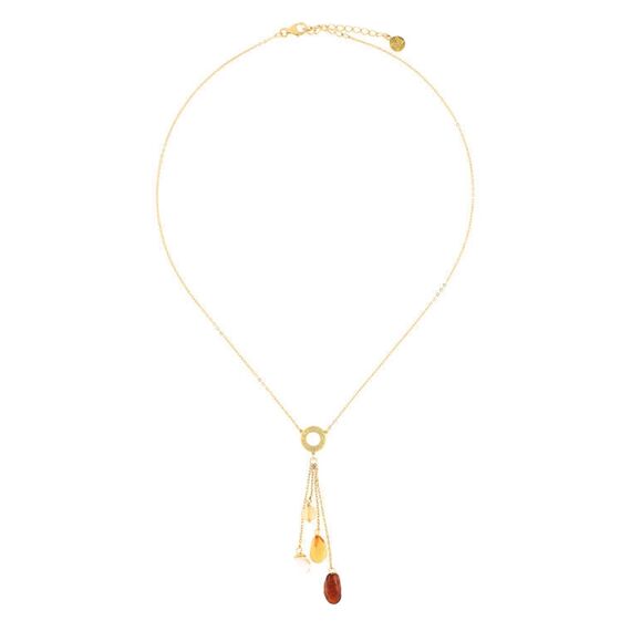 Золотое колье с жемчугом и муранским стеклом Majorica Murano